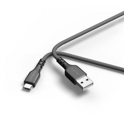 USB-Kabel, uFlex, USB-A-Stecker - USB-C-Stecker, Mesh, 2,20 m, Schwarz
